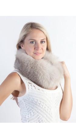 Grey fox fur headband - neck warmer